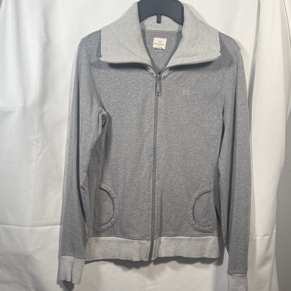 Banana Republic Light Gray Zip-Front Bomber Jacket
